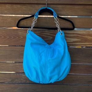 Bodhi Leather Aqua Blue Hobo Shoulder Bag Purse